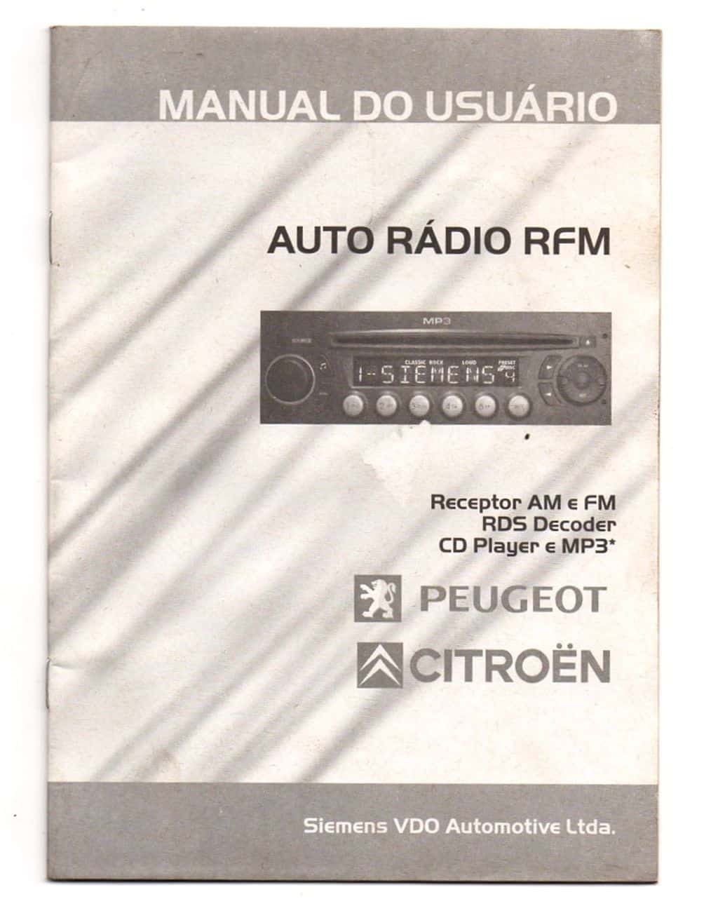 | Casa do Colecionador Manual do Usuario - Auto Radio RFM - Citroen e Peugeot 2007