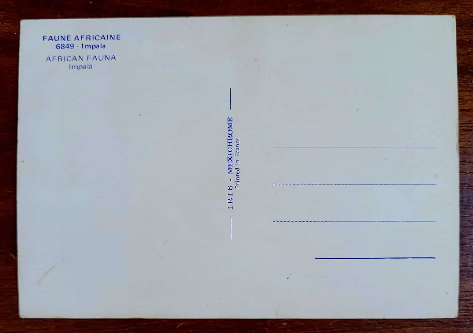 | Casa do Colecionador Cartão Postal Estrangeiro - Fauna Africana - Impala