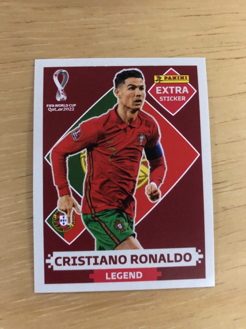 Figurinha Extra Legend Panini Copa do Mundo 2022 Cristiano Ronaldo Bordô