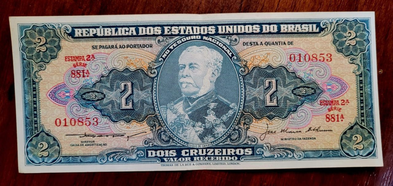 | Casa do Colecionador 2 (Dois Cruzeiros) - Cédula C063 - SOB - Nº 010853 (Ano 1958)