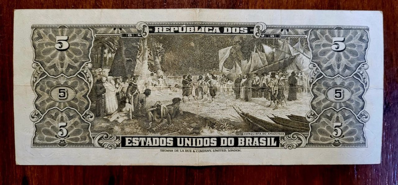 | Casa do Colecionador 5 (Cinco Cruzeiros) Autografada - Cédula C065 - SOB - Nº 044374 (Ano 1950)