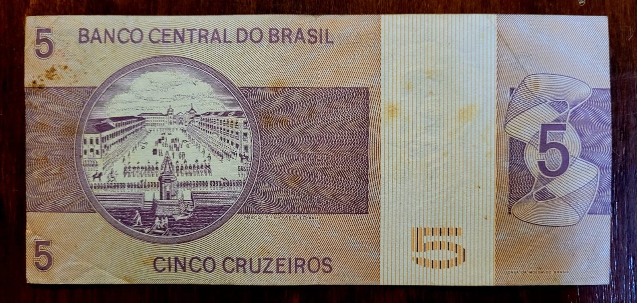 | Casa do Colecionador 5 (Cinco Cruzeiros) - Cédula C135 - MBC - Série B05136 - Nº 099655 (Ano 1974)