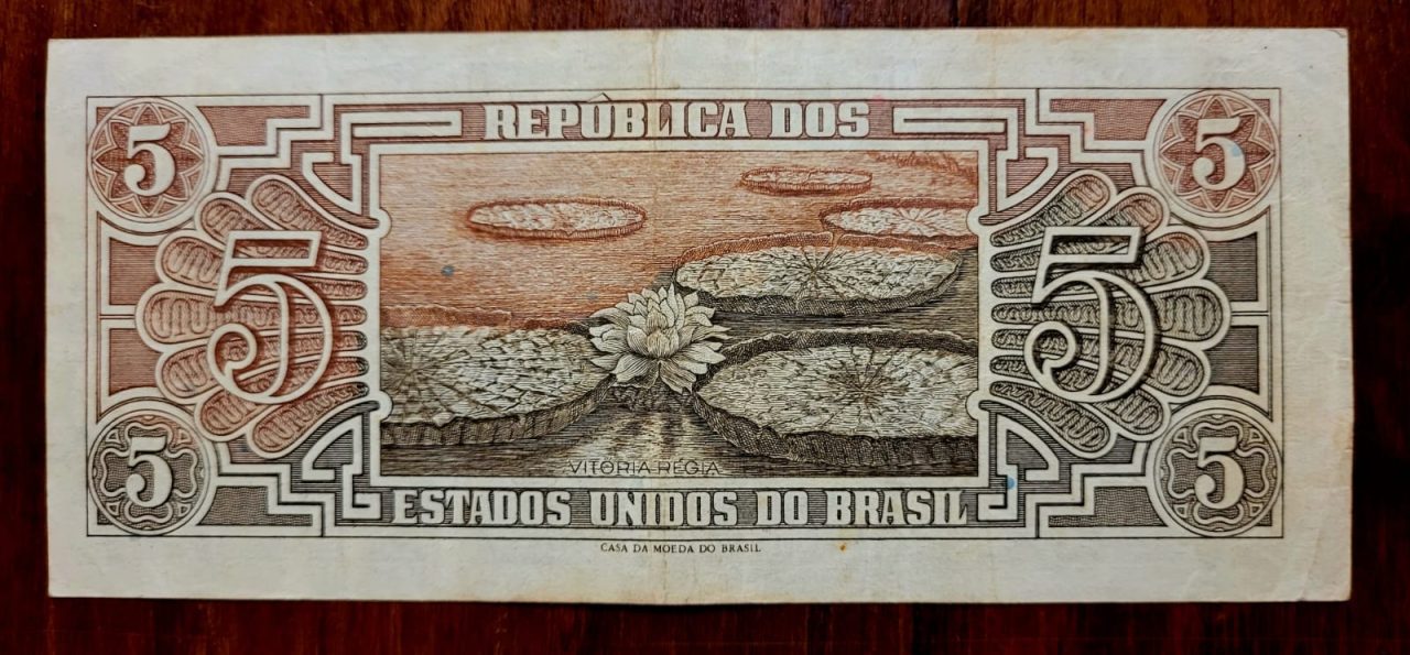 | Casa do Colecionador 5 (Cinco Cruzeiros) Índio - Cédula C111 - MBC - Série 023 - Nº 074095 (Ano 1961)