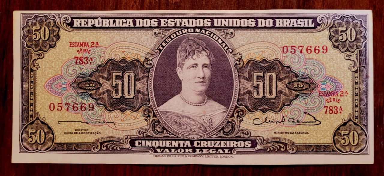 | Casa do Colecionador 50 (Cinquenta Cruzeiros) - Cédula C093 - SOB - Nº 057669 (Ano 1963)
