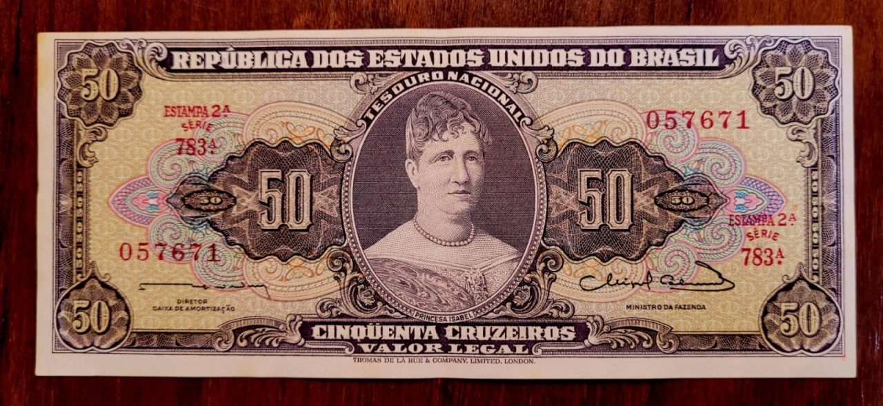 | Casa do Colecionador 50 (Cinquenta Cruzeiros) - Cédula C093 - SOB - Nº 057671 (Ano 1963)