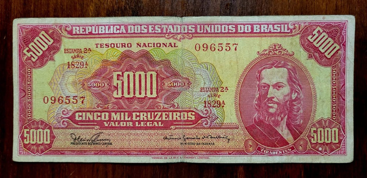 | Casa do Colecionador 5.000 (Cinco Mil Cruzeiros) - Cédula C110 - MBC - Nº 096557 (Ano 1965)