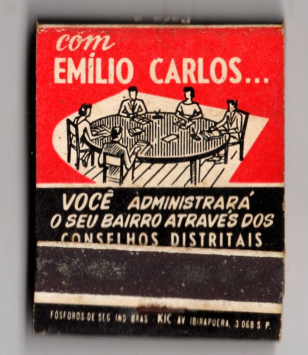 | Casa do Colecionador Caixa De Fosforos - Tema Politica - PTN - Emilio Carlos - Scalamandre Junior - Anos 50