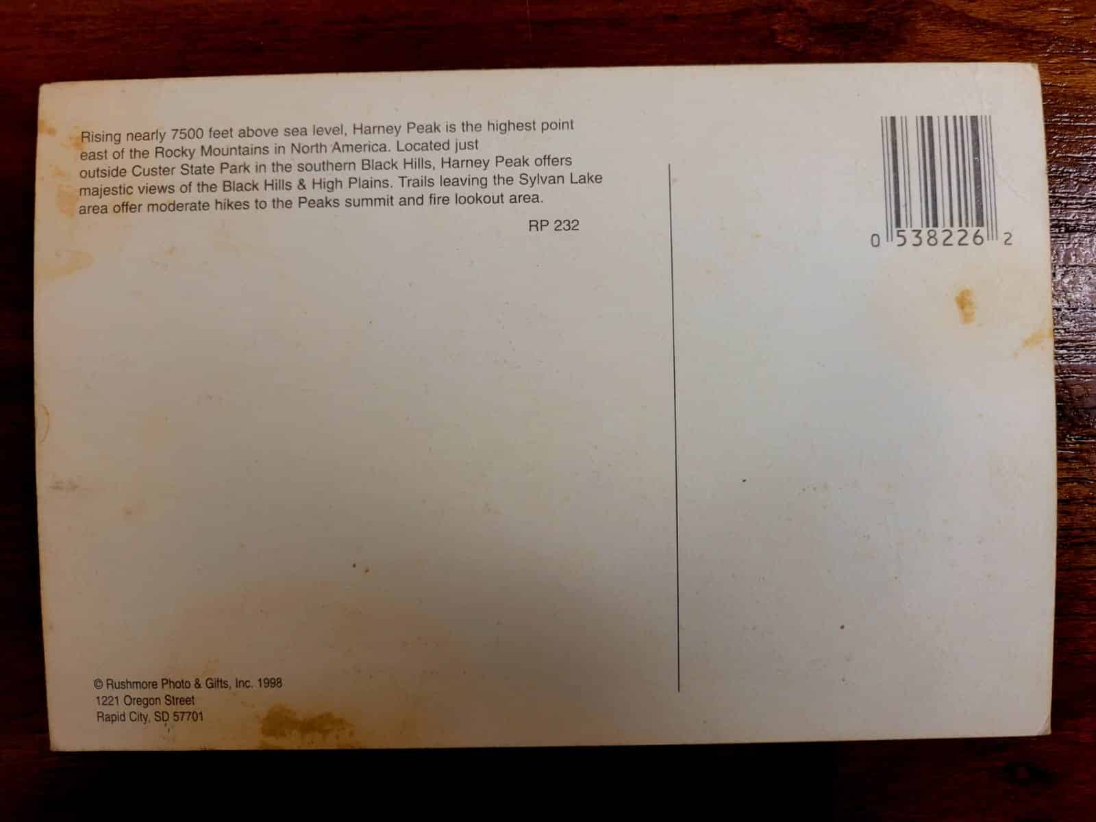 | Casa do Colecionador Cartão Postal Estrangeiro - Estados Unidos (Dakota do Sul) Pico Harney - 1998