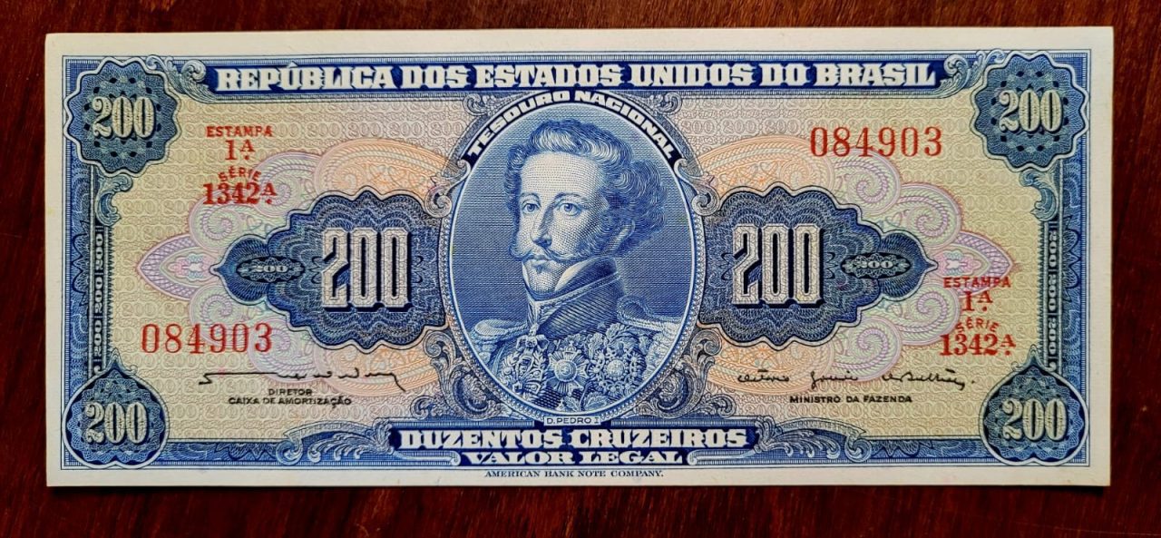 | Casa do Colecionador Cédula C042 - 200 (Duzentos Cruzeiros) FE - Nº 084903 (Ano 1964)