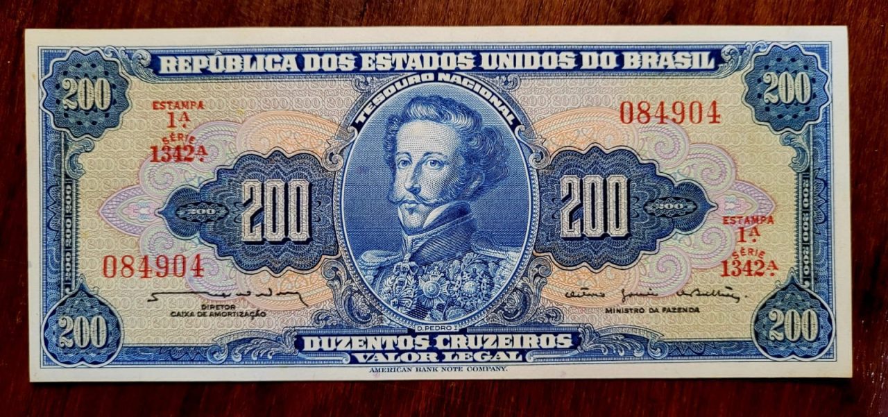 | Casa do Colecionador Cédula C042 - 200 (Duzentos Cruzeiros) FE - Nº 084904 (Ano 1964)