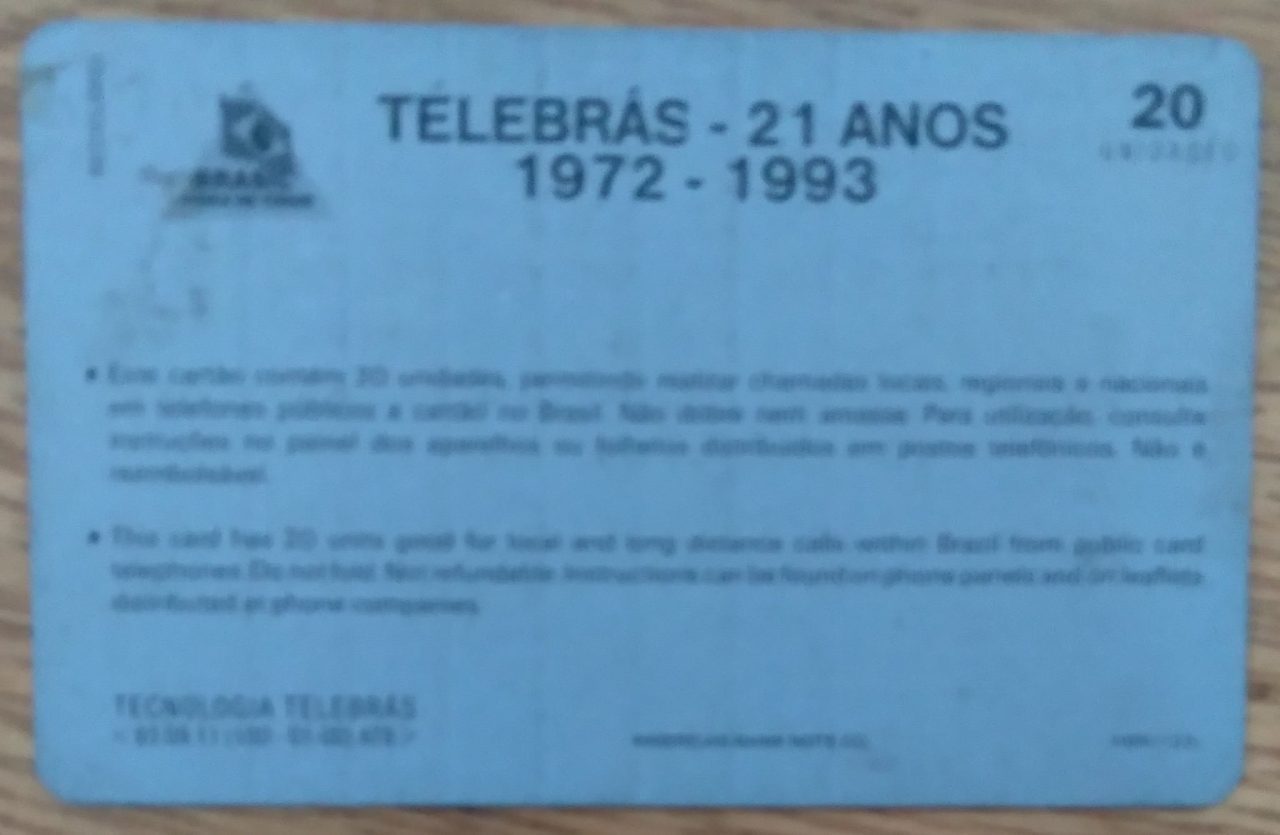 | Casa do Colecionador Ct Brasil Telebras 00 1993 / comemorativo a 21 anos da empresa.