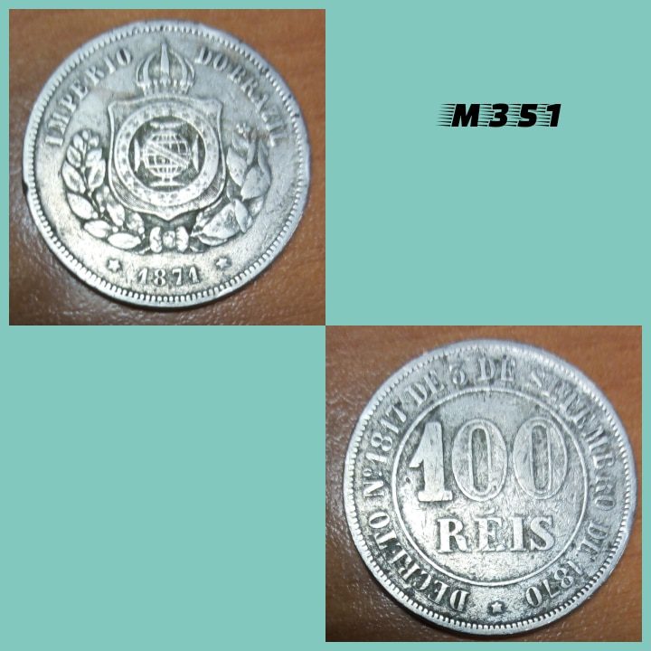 Moeda 100 réis 1871 cupro níquel império - M351