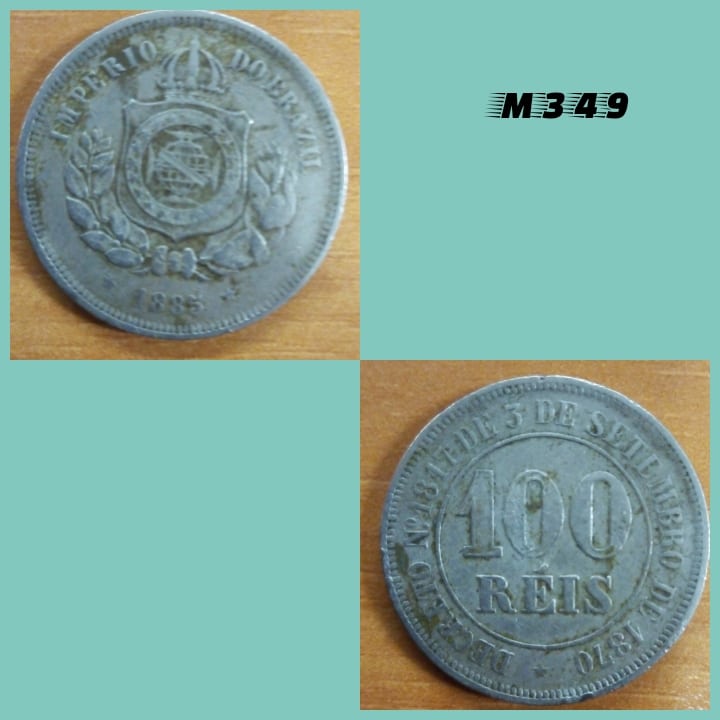Moeda 100 réis 1885 cupro níquel império - M349