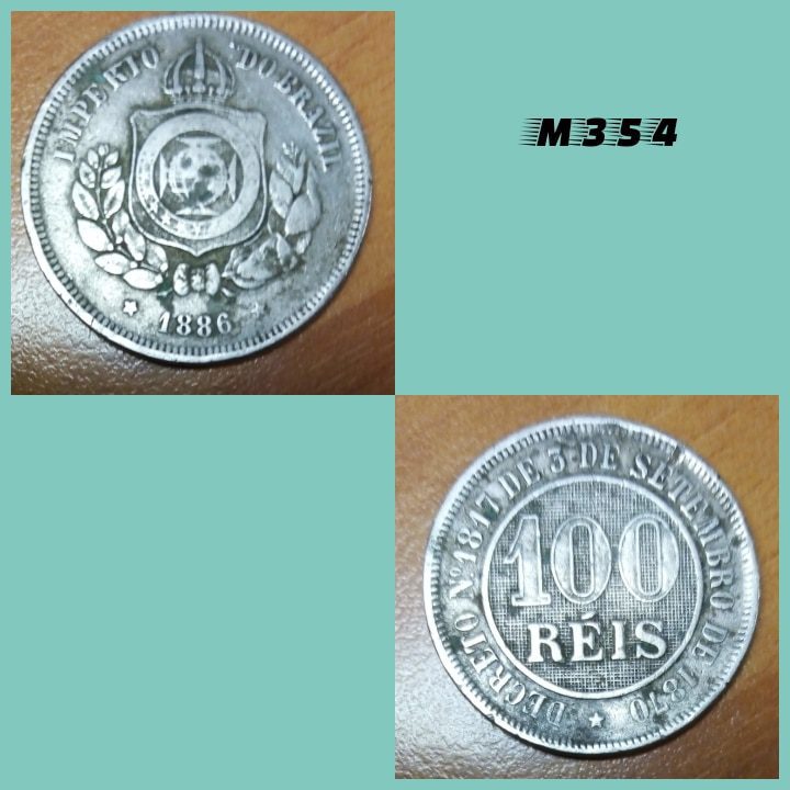 Moeda 100 réis 1886 cupro níquel império - M354