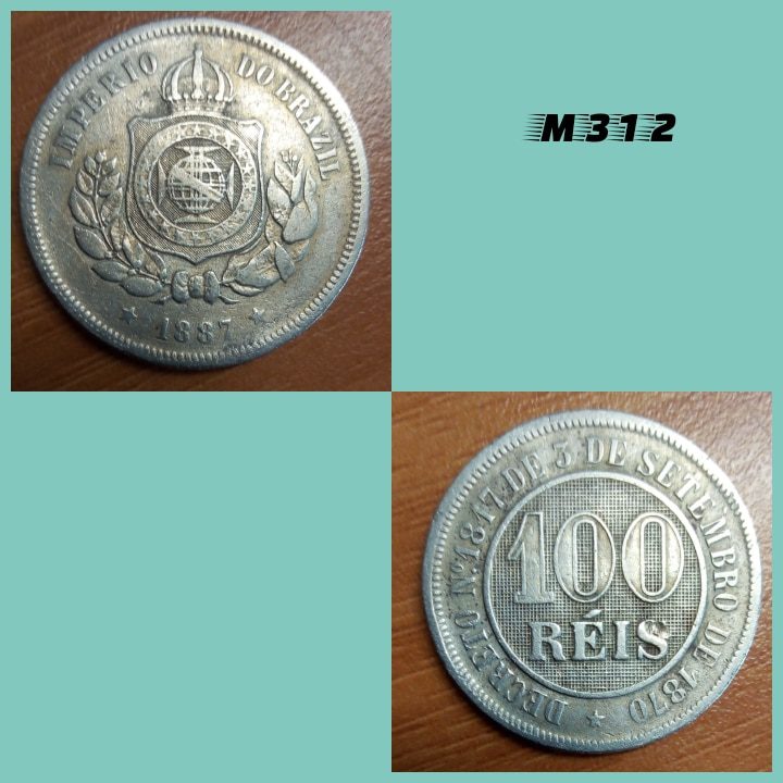 Moeda 100 réis 1887 império cuproníquel - M312