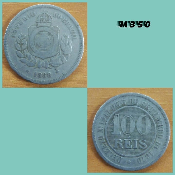 Moeda 100 réis 1888 cupro níquel império - M350