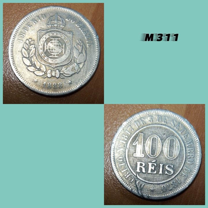 Moeda 100 réis 1888 império cuproníquel - M311