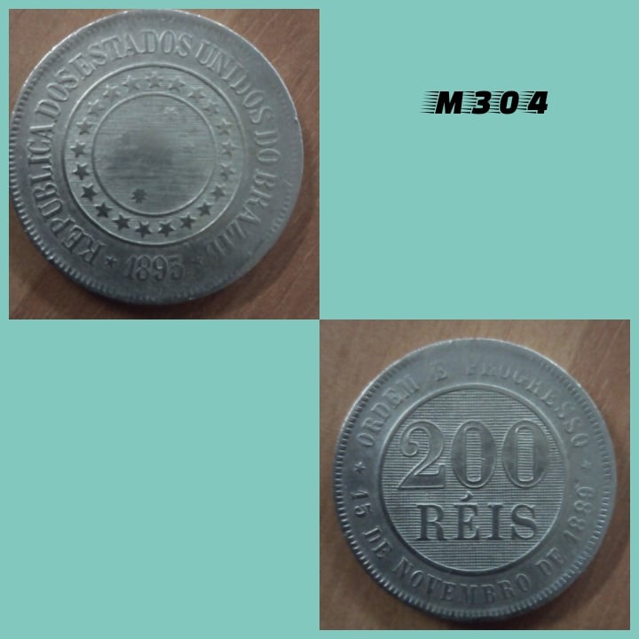 | Casa do Colecionador Moeda 200 réis 1893 cuproníquel - M304