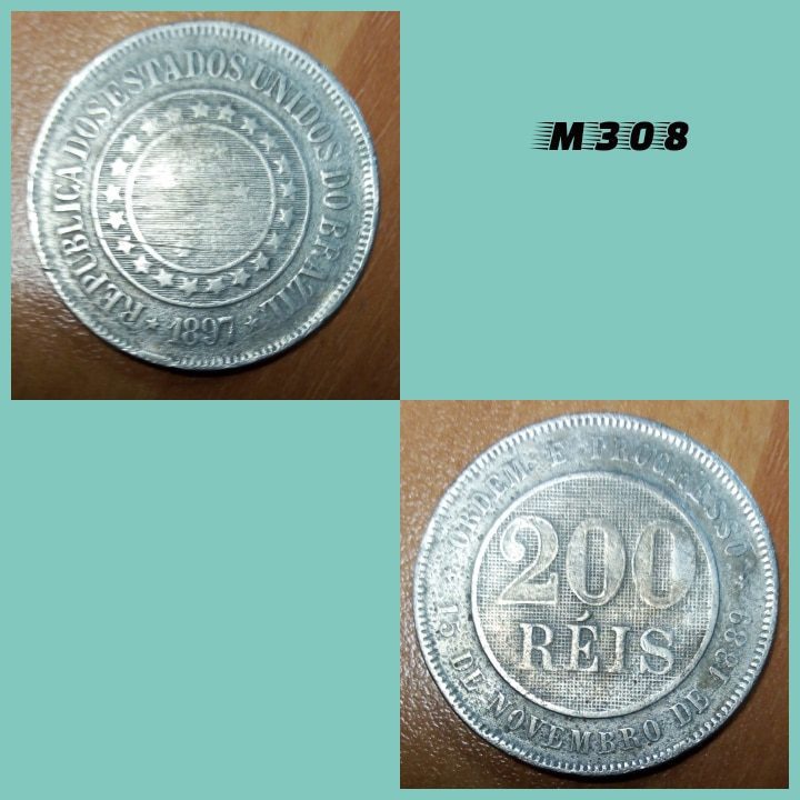 | Casa do Colecionador Moeda 200 réis 1897 cuproníquel - M308