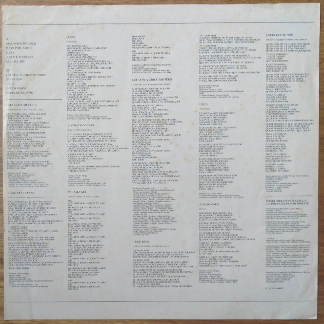 | Casa do Colecionador Vinil lp Simone 1989 / Uma Nova Mulher Luiza Chico Mendes.