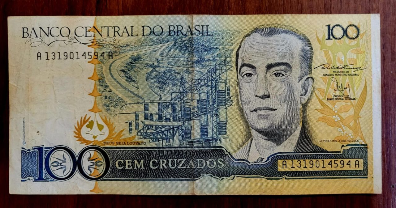| Casa do Colecionador 100 (Cem Cruzados) - Cédula C186 - MBC (Ano 1987)