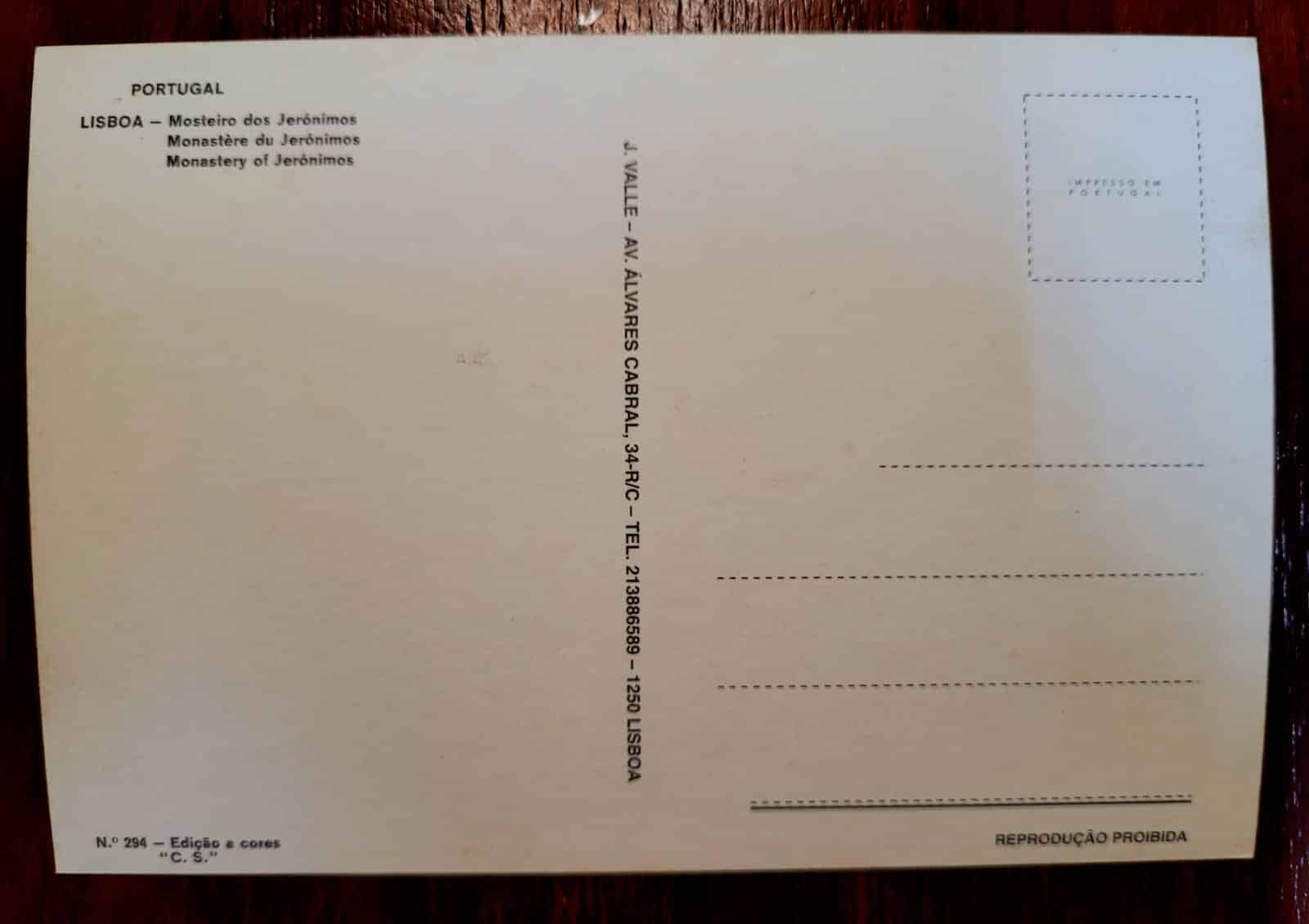 | Casa do Colecionador Cartão Postal Estrangeiro - Portugal (Lisboa) Mosteiro dos Jerônimos