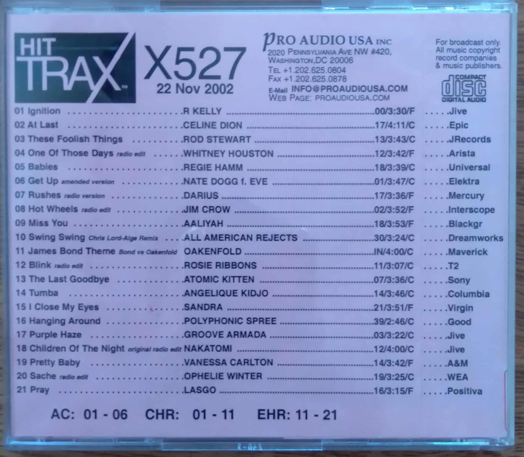 | Casa do Colecionador Cd promo para rádios Hit Trax X527 / Celine Dion Whitney Houston Rod Stewart.