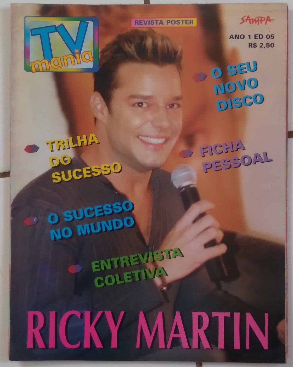 | Casa do Colecionador Ed Sampa Revista Poster TV Mania 5 / Ricky Martin.