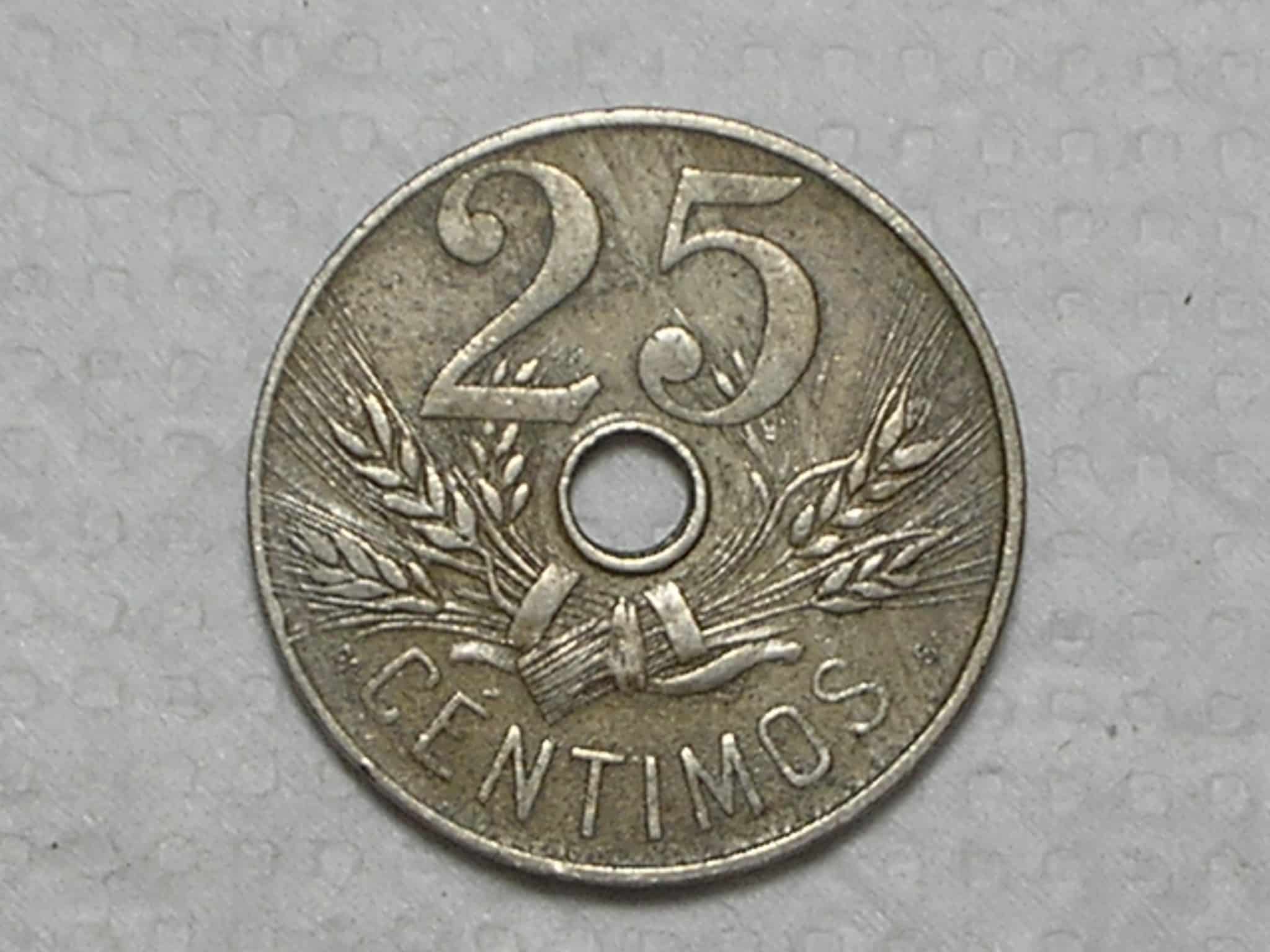 | Casa do Colecionador Espanha) 25 Centimes - Holed center / Ni / box30
