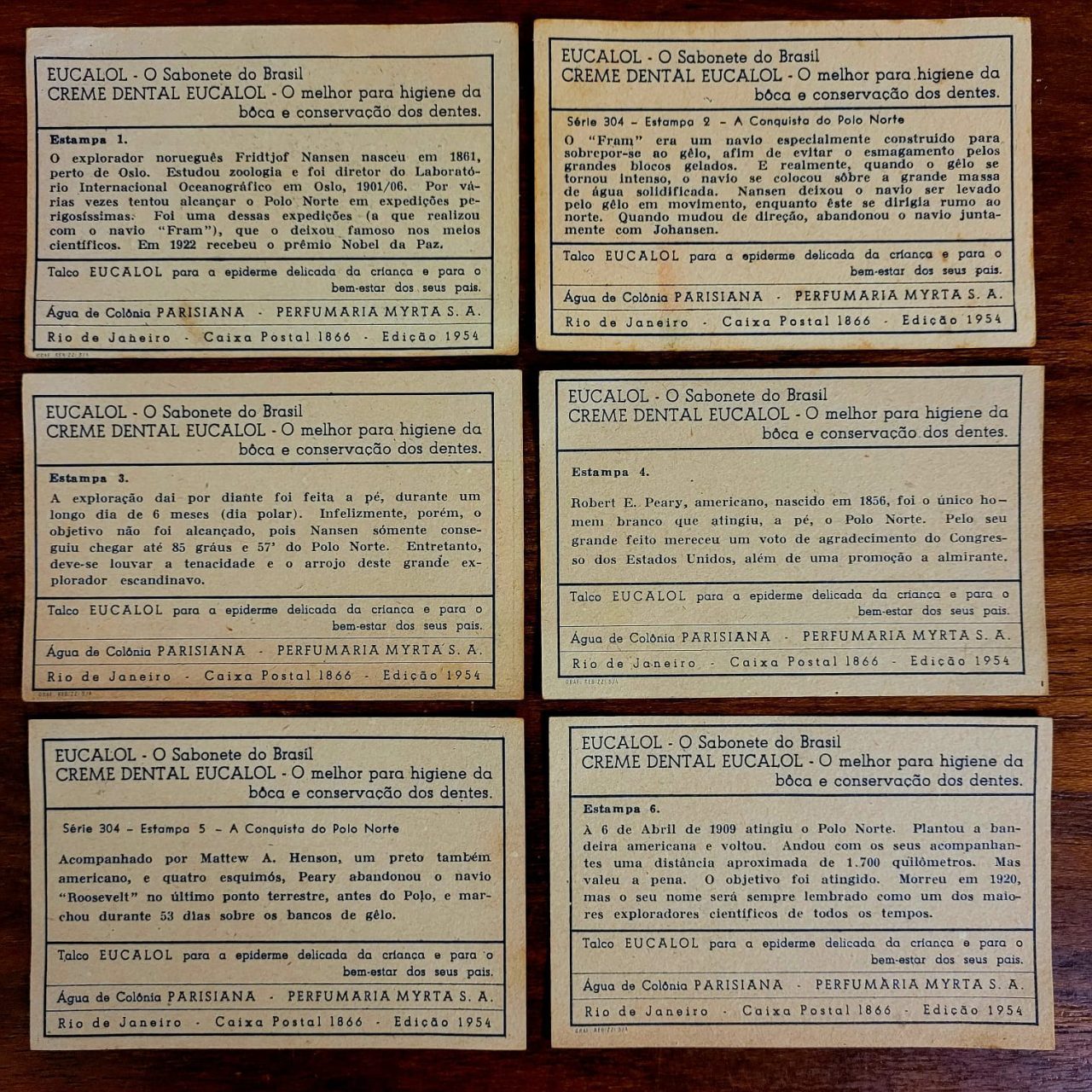 | Casa do Colecionador Estampas Eucalol - Série 304 Completa - A Conquista do Polo Norte (Ano 1954)