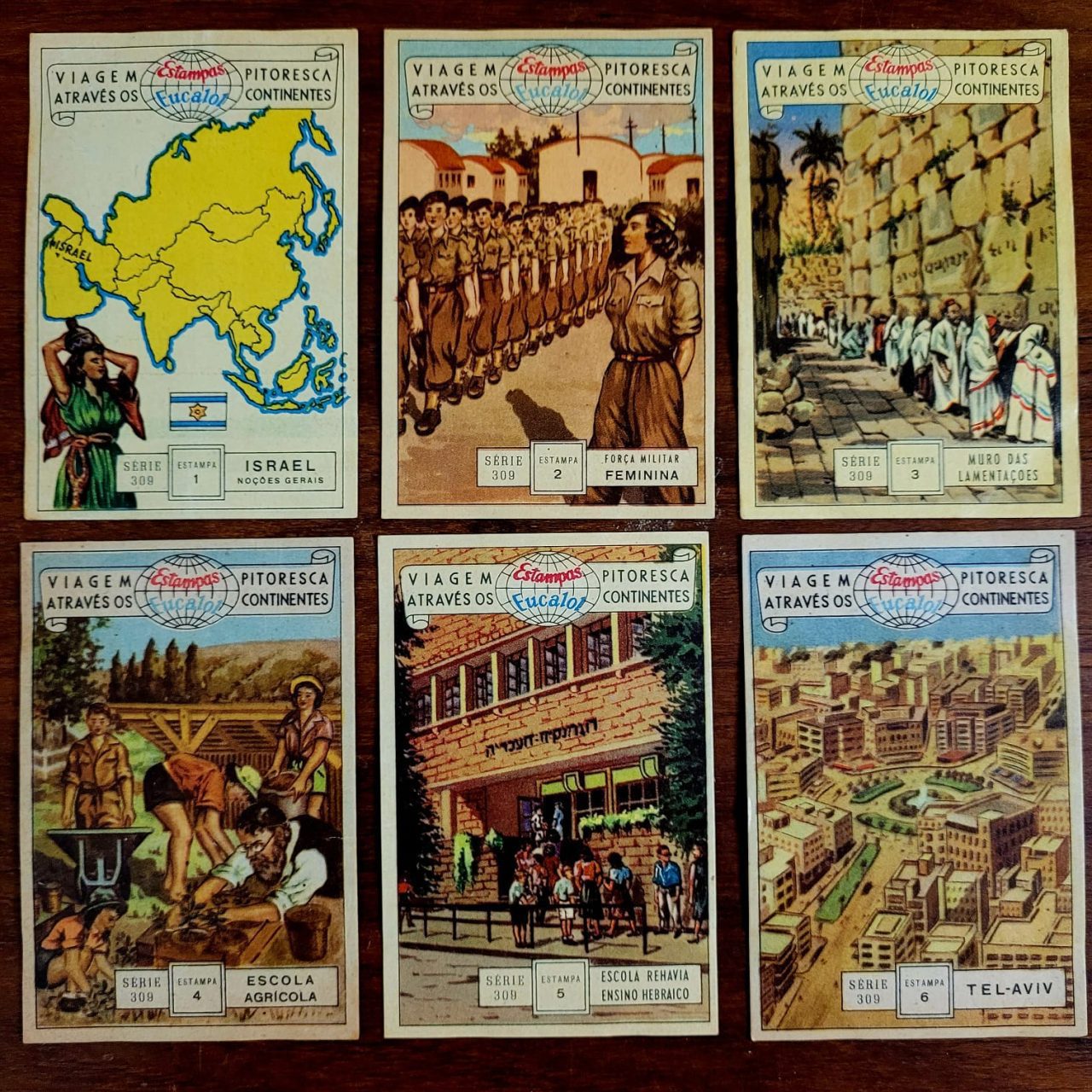 | Casa do Colecionador Estampas Eucalol - Série 309 Completa - Viagem Pitoresca Através os Continentes - Israel (Ano 1954)
