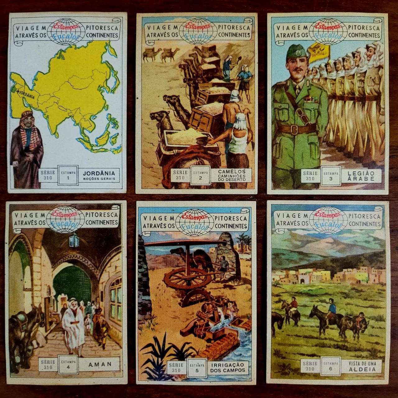 | Casa do Colecionador Estampas Eucalol - Série 310 Completa - Viagem Pitoresca Através os Continentes - Jordânia (Ano 1954)