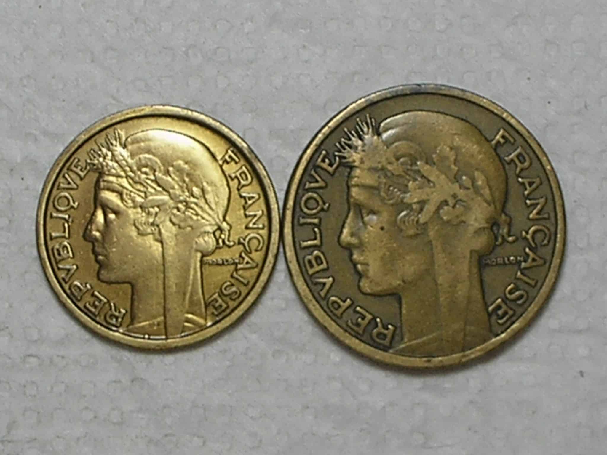 | Casa do Colecionador França) 1 e 2 Francs - 1931 / Bz-al / box30
