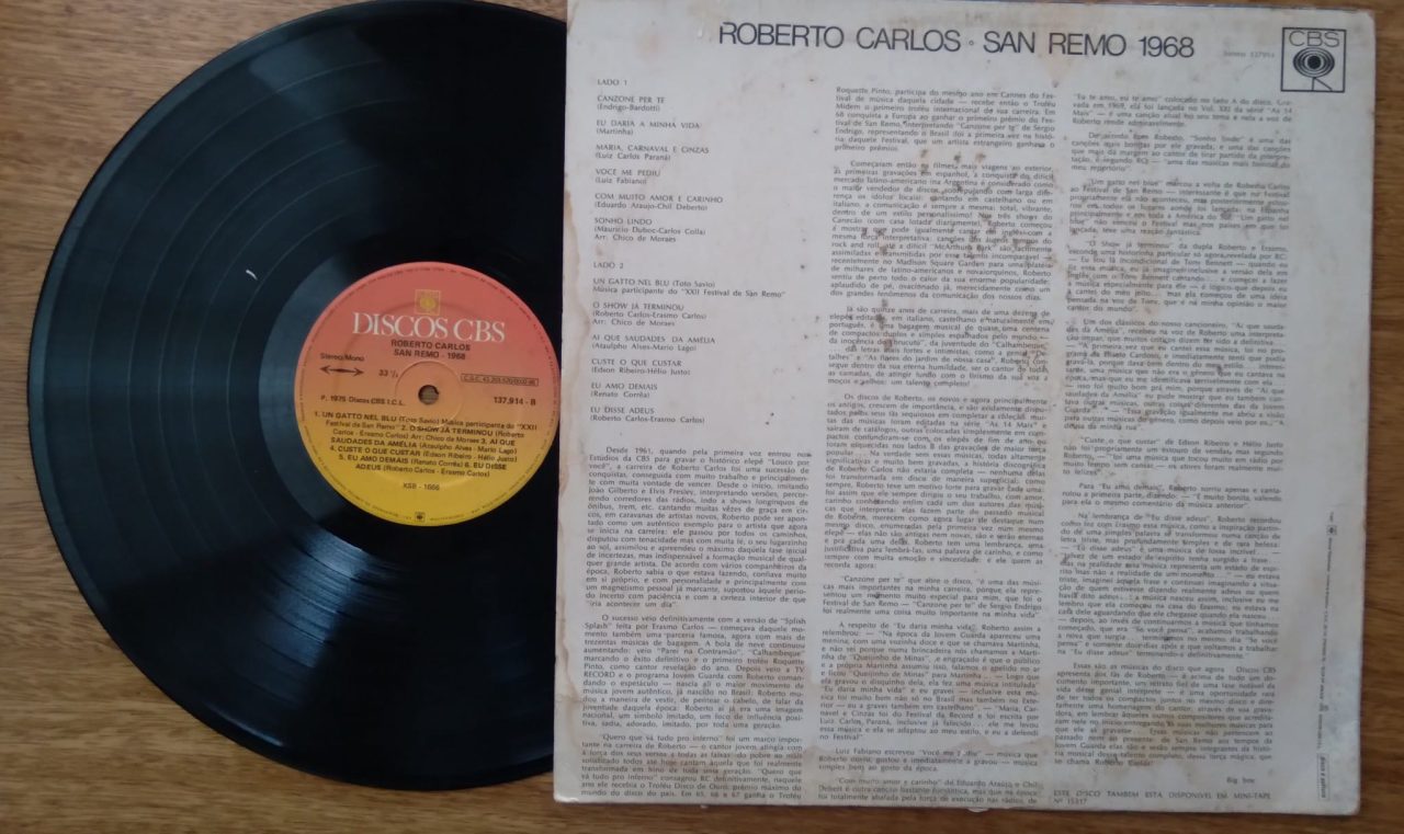 | Casa do Colecionador Vinil lp Roberto Carlos San Remo 1968 / Canzone per te