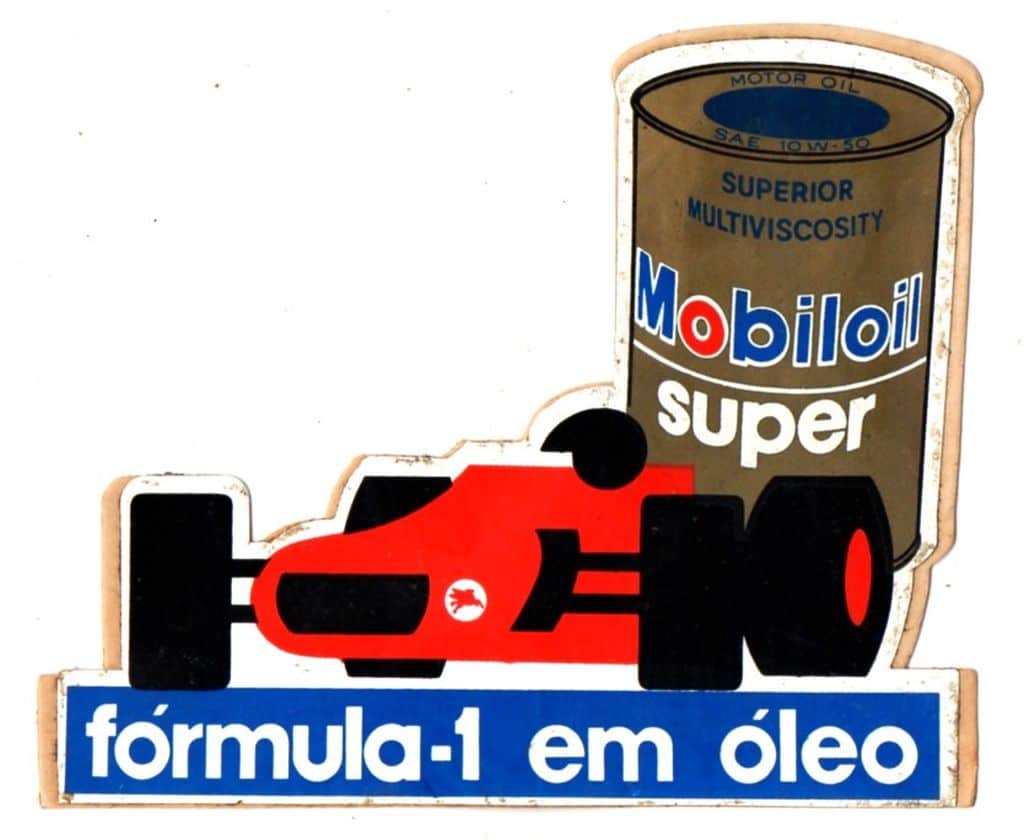 | Casa do Colecionador Antigo Adesivo Externo - Mobiloil Super - Formula 1 em Óleo - Anos 70