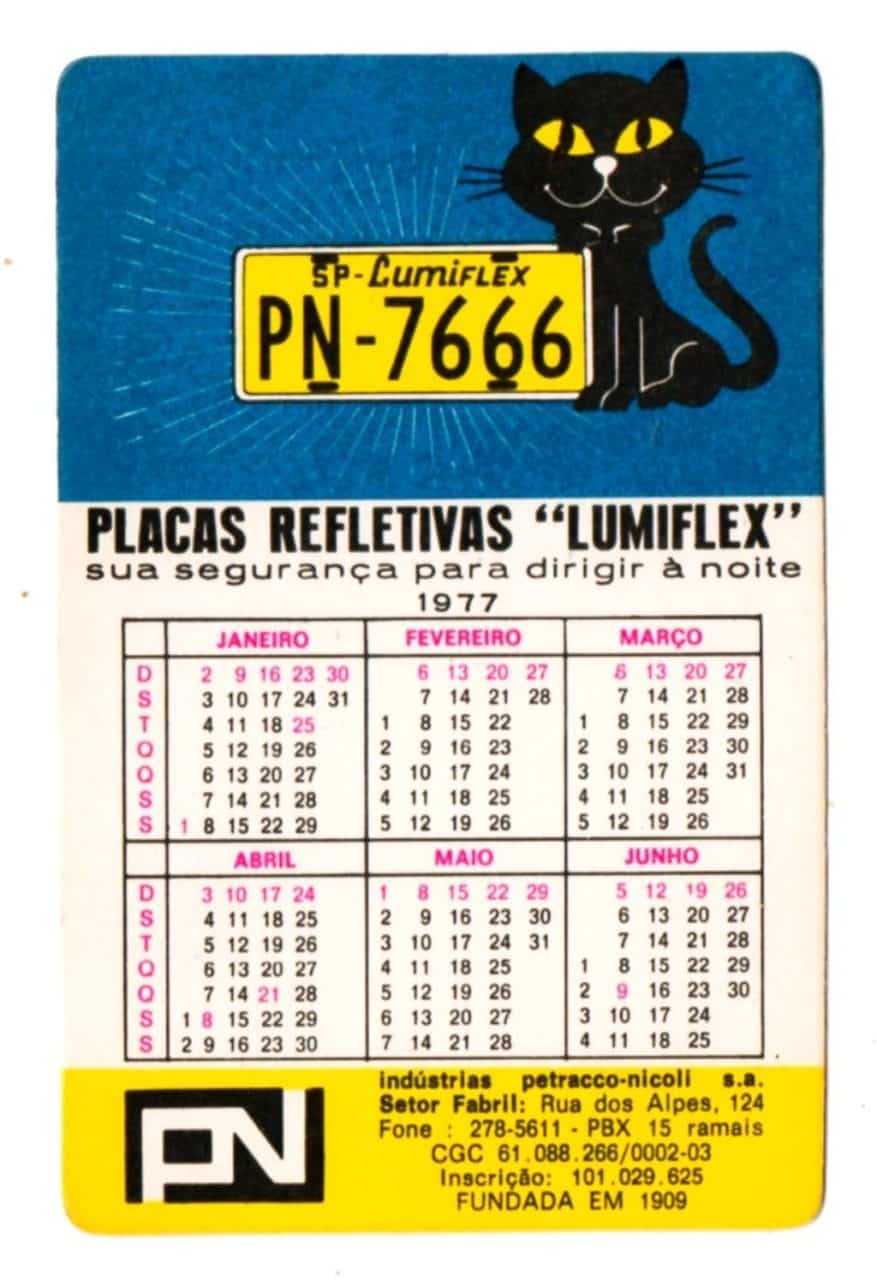 | Casa do Colecionador Calendario De Bolso - Tema Propaganda - Placas Lumiflex - 1977