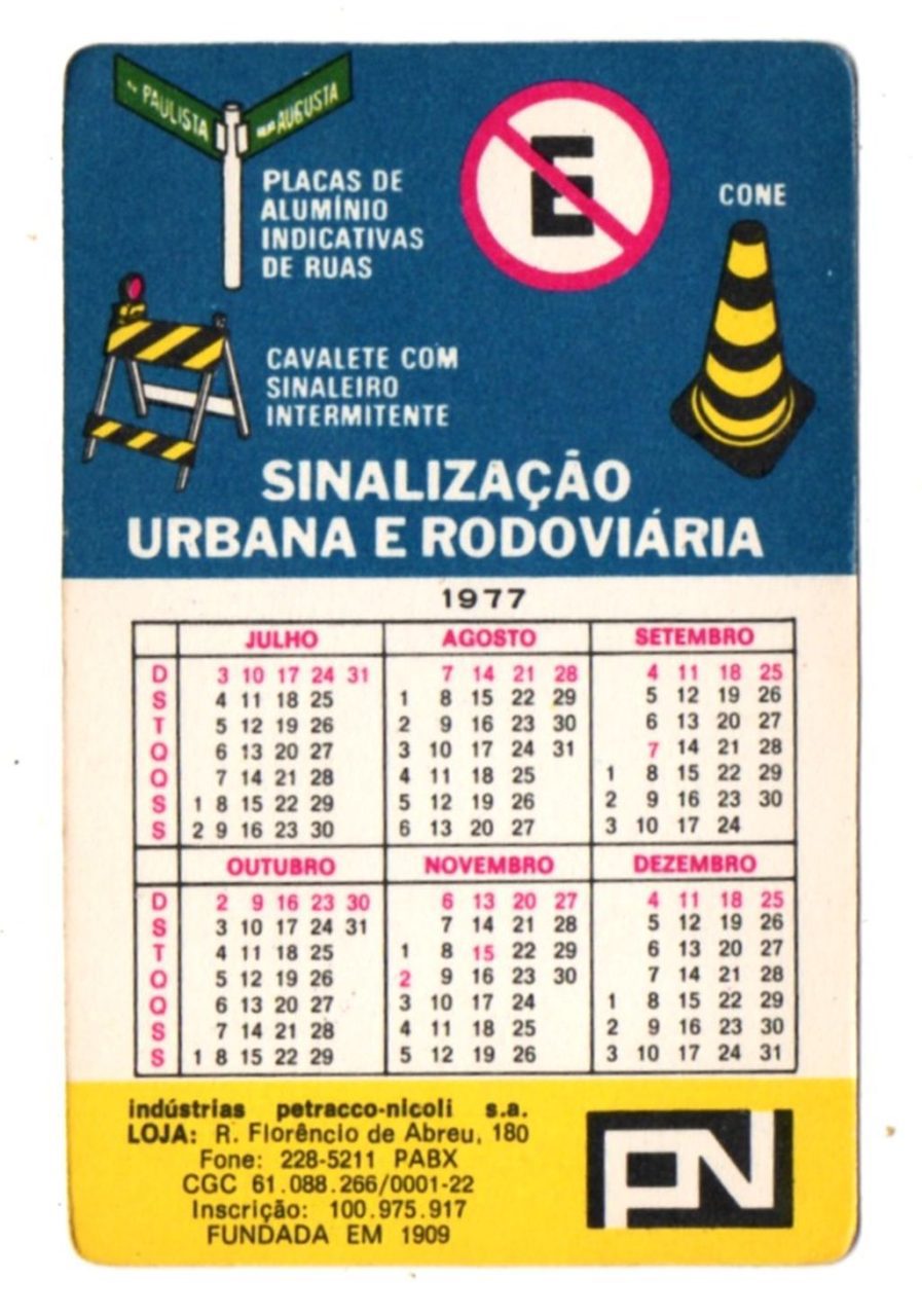 | Casa do Colecionador Calendario De Bolso - Tema Propaganda - Placas Lumiflex - 1977