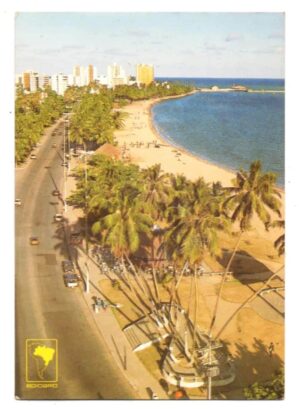 Cartão Postal - 7 Coqueiros Praia Ponta Verde - Maceio - AL - Anos 80