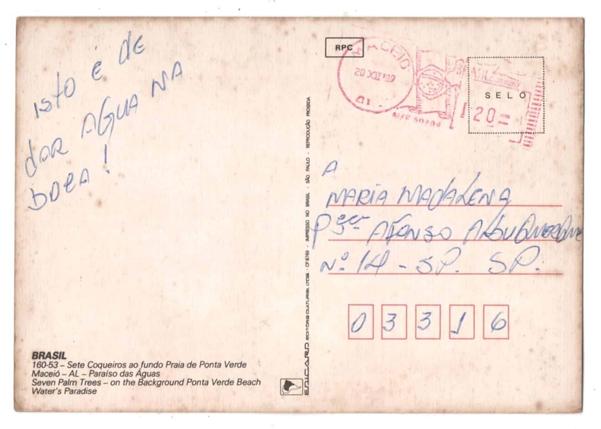 | Casa do Colecionador Cartão Postal - 7 Coqueiros Praia Ponta Verde - Maceio - AL - Anos 80