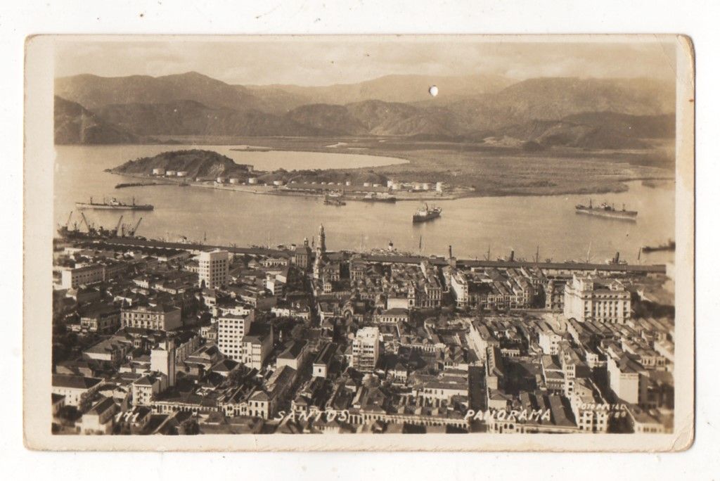 Cartão Postal Fotografico - Panorama Porto de Santos - SP - Anos 50