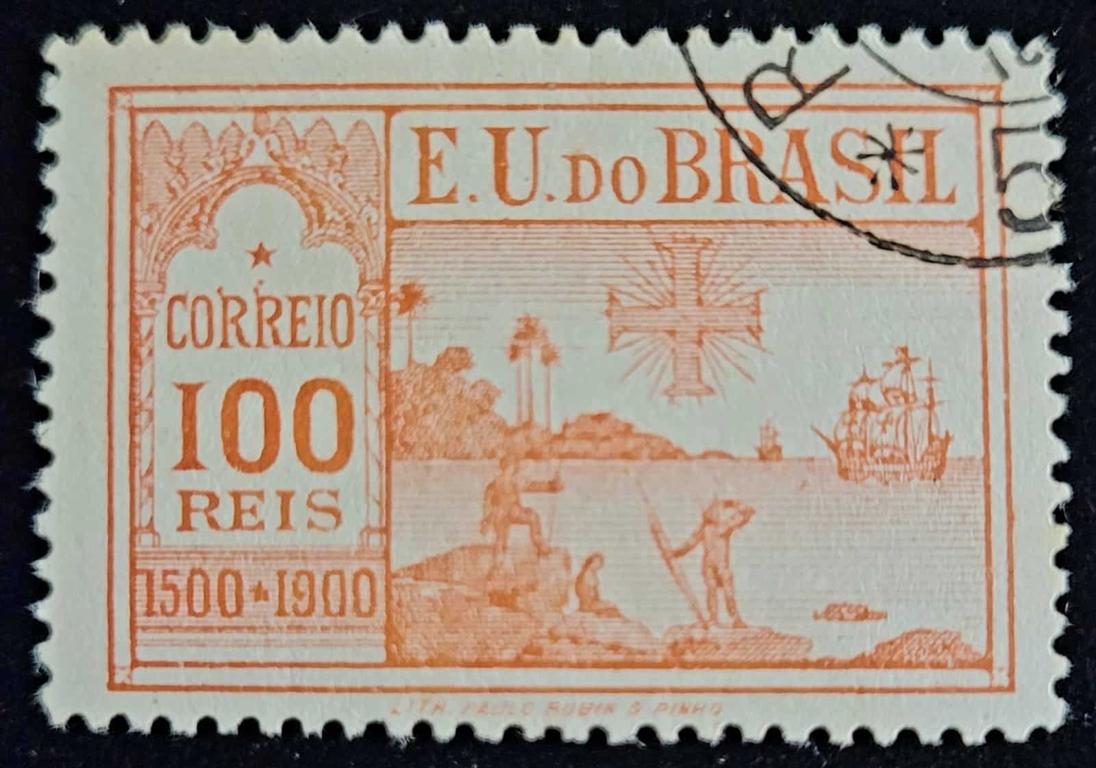 | Casa do Colecionador Comemorativos - RHM C0001 (Usado) 100 Réis - Descobrimento do Brasil - 01/01/1900 (Selos da República)