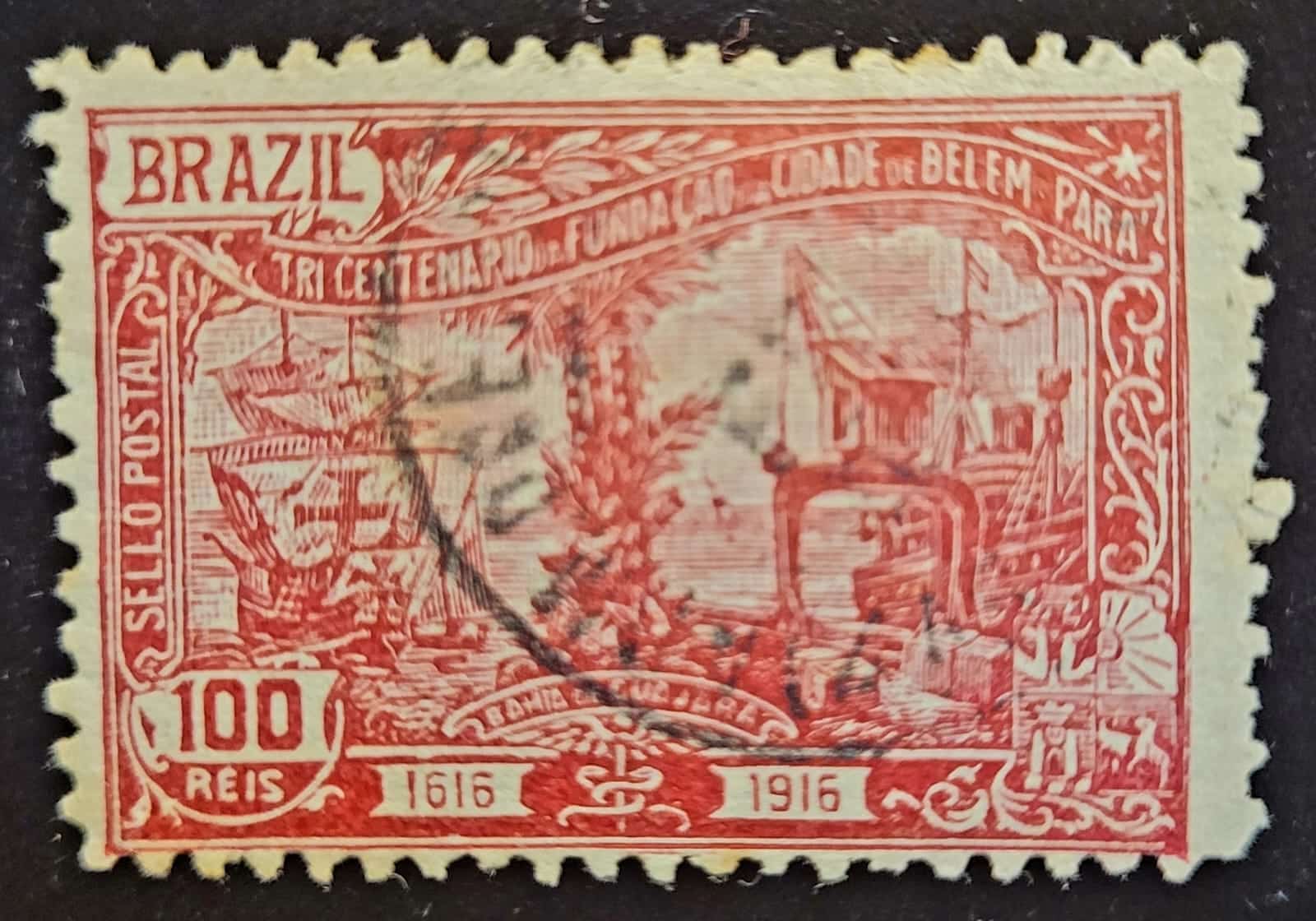 Comemorativos - RHM C0011 (Usado) 100 Réis - Tricentenário de Belém/PA - 05/01/1916 (Selos da República)