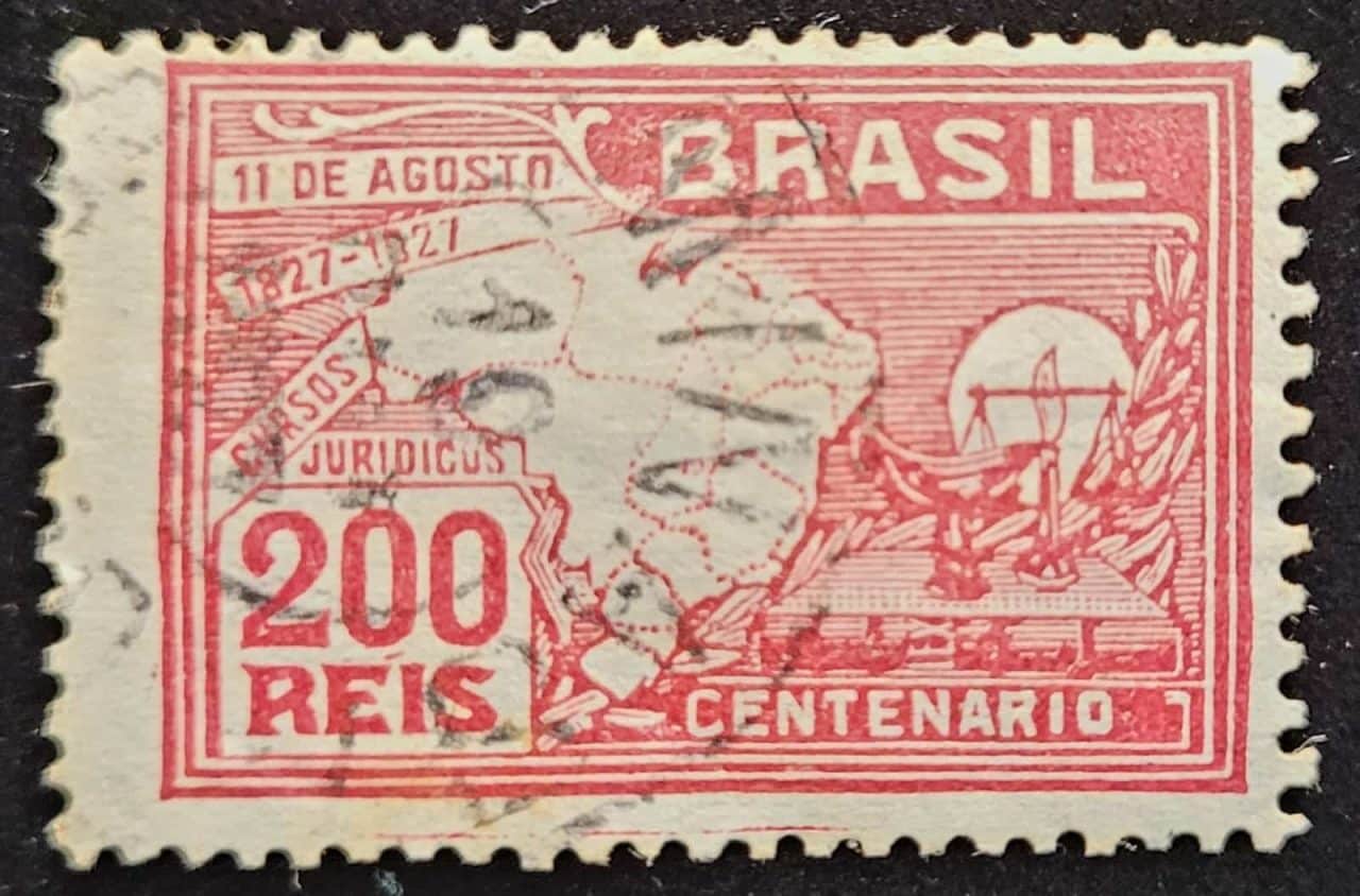 | Casa do Colecionador Comemorativos - RHM C0020 B (Usado) 200 Réis - Centenário dos Cursos Jurídicos - 11/08/1927 (Selos do Brasil)