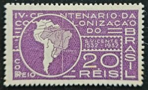 Comemorativos - RHM C0041 (Novo com Goma) 20 Réis - Tratado de Tordesilhas - 03/06/1932