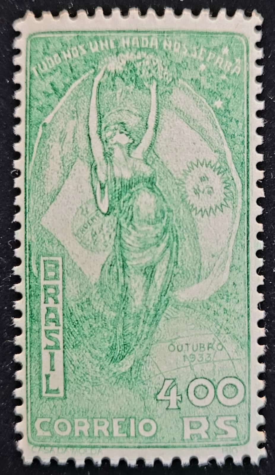 | Casa do Colecionador Comemorativos - RHM C0061 (Novo com Goma) 400 Réis - Visita do Presidente Justo da Argentina - 07/10/1933 (Selos do Brasil)