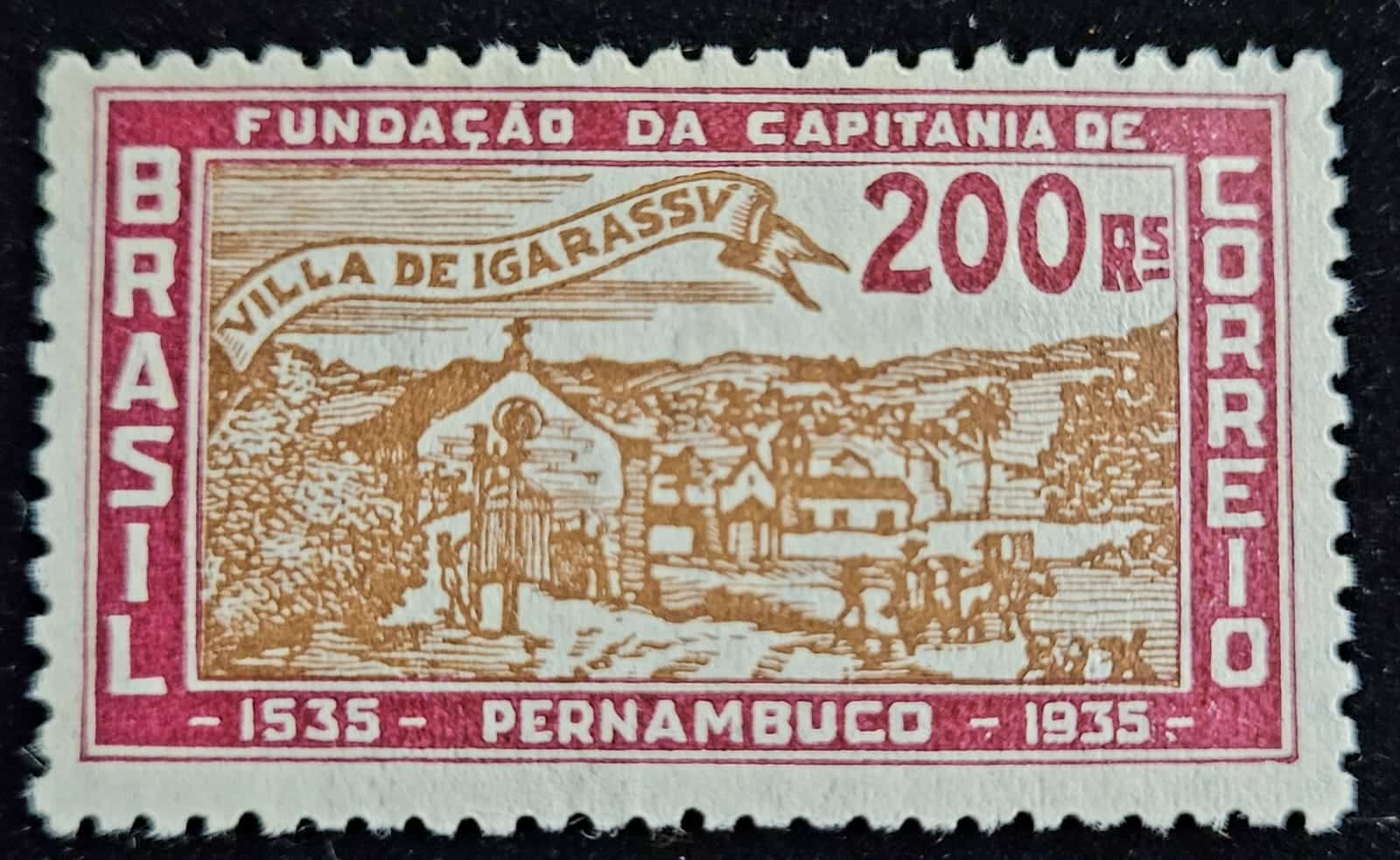 | Casa do Colecionador Comemorativos - RHM C0086 (Novo) 200 Réis - 4º Centenário da Capitania de Pernambuco - 01/07/1935 (Selos do Brasil)