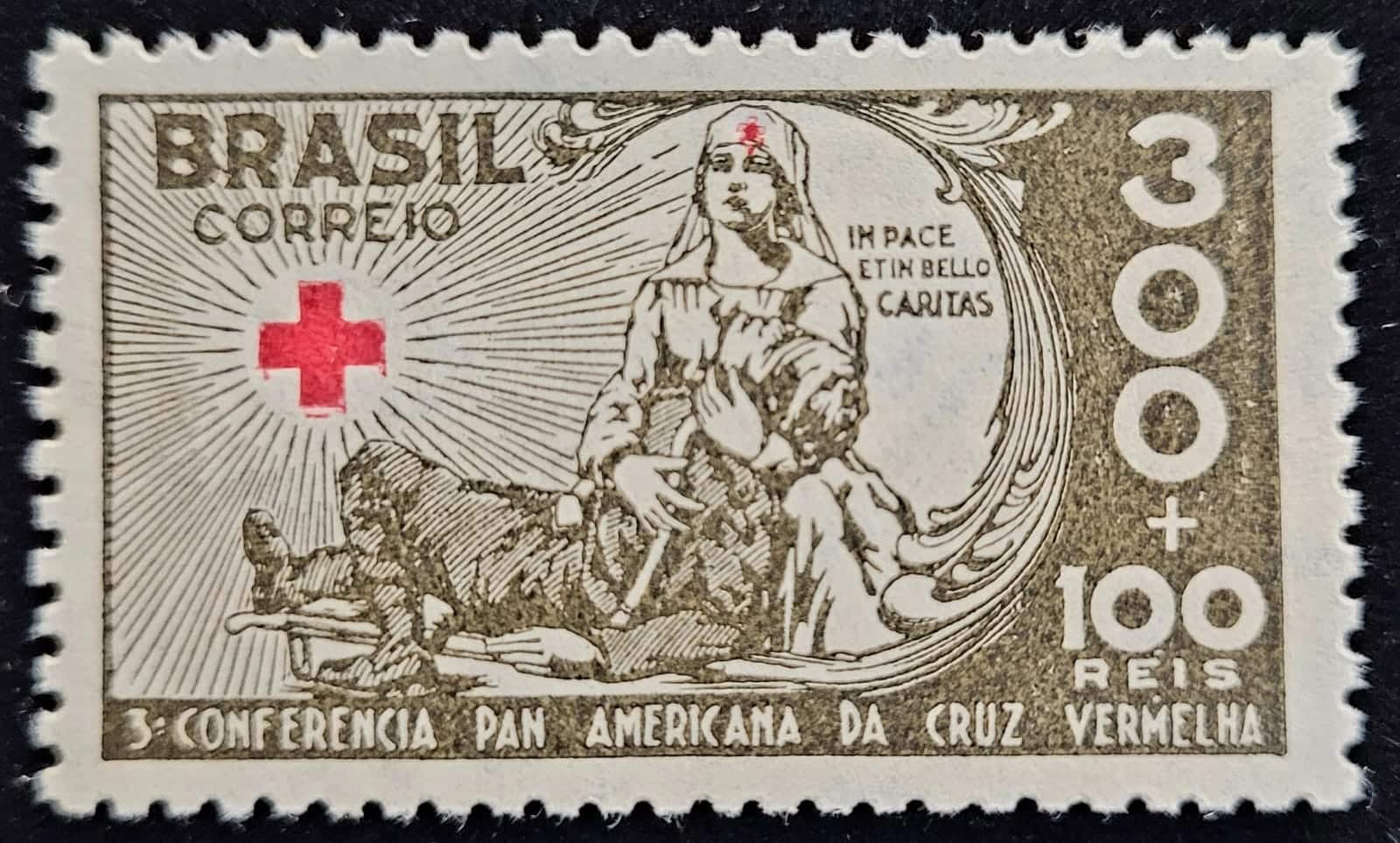 | Casa do Colecionador Comemorativos - RHM C0089 (Novo com Goma) 300+100 Réis - 3ª Conferência Panamericana da Cruz Vermelha - 09/09/1935 (Selos do Brasil)