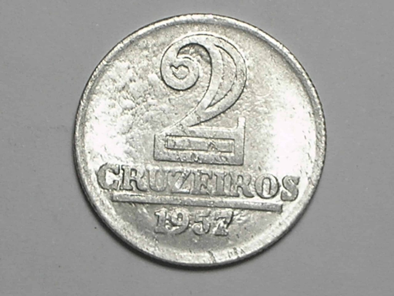 | Casa do Colecionador Data escassa - 2 Cruzeiros de 1957 em aluminio, poucas emissões / Soberba