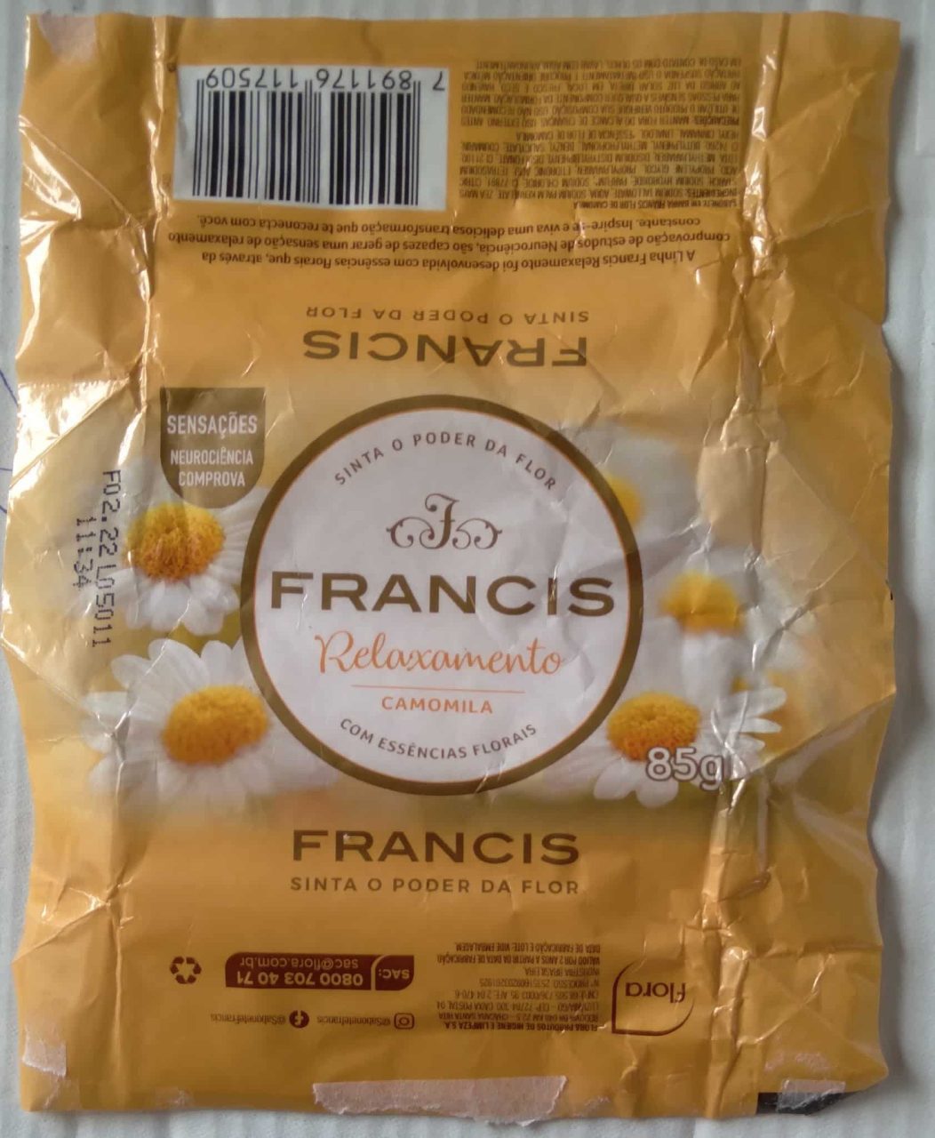 | Casa do Colecionador Embalagem de papel Sabonete Francis Relaxamento 85g / Camomila.