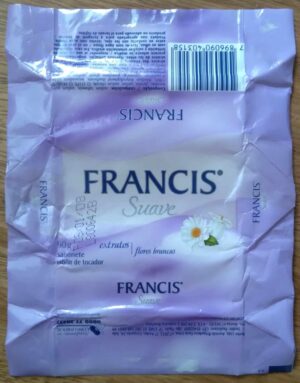 Embalagem de papel Sabonete Francis Suave 90g / Extratos Flores brancas.